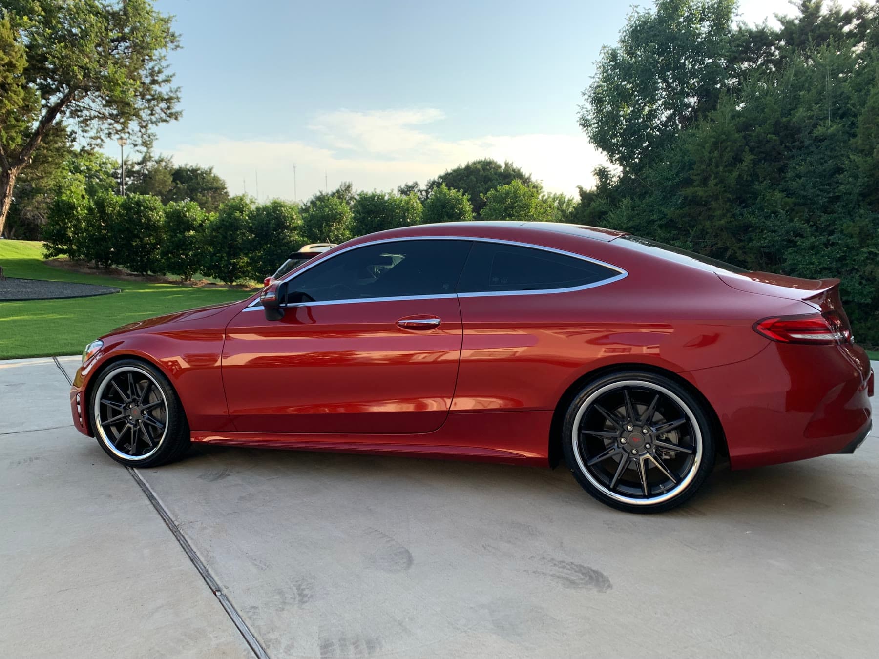 Isaiah's Mercedes coupe after wheel, tire, tint, and paint correction services